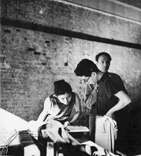 Yoko Ono preparing her show at A _ G Gallery. Yoko