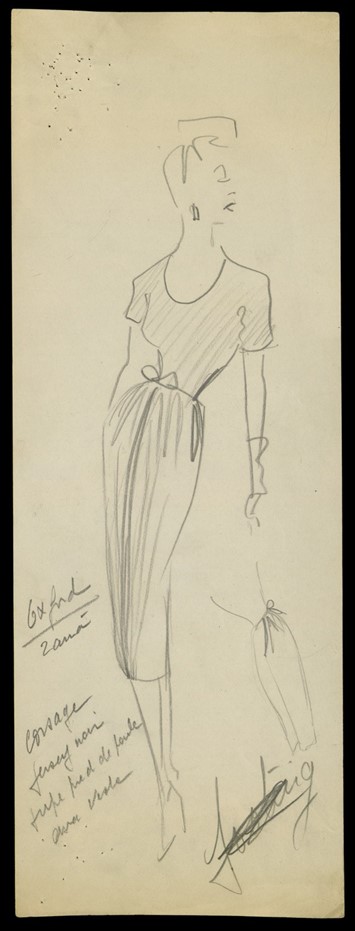 Sketch by Christian Dior for model Oxford, Spring-