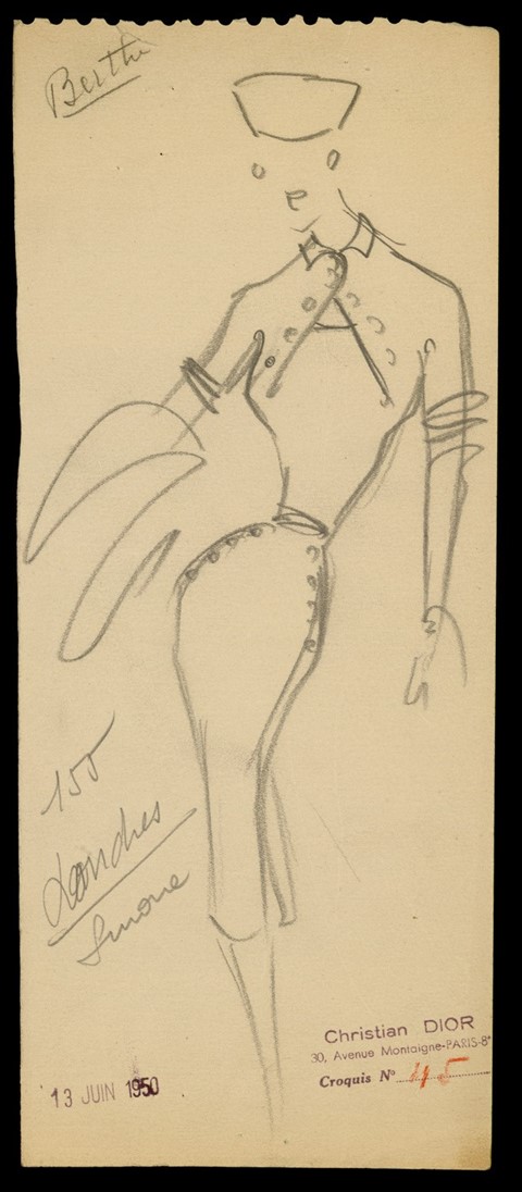 Sketch by Christian Dior for model Londres, Autumn