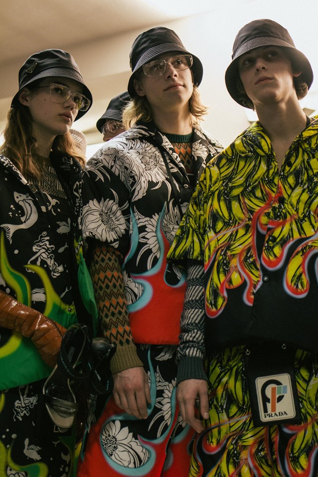 Prada A/W18 AW18 Fall 2018 men's fashion backstage