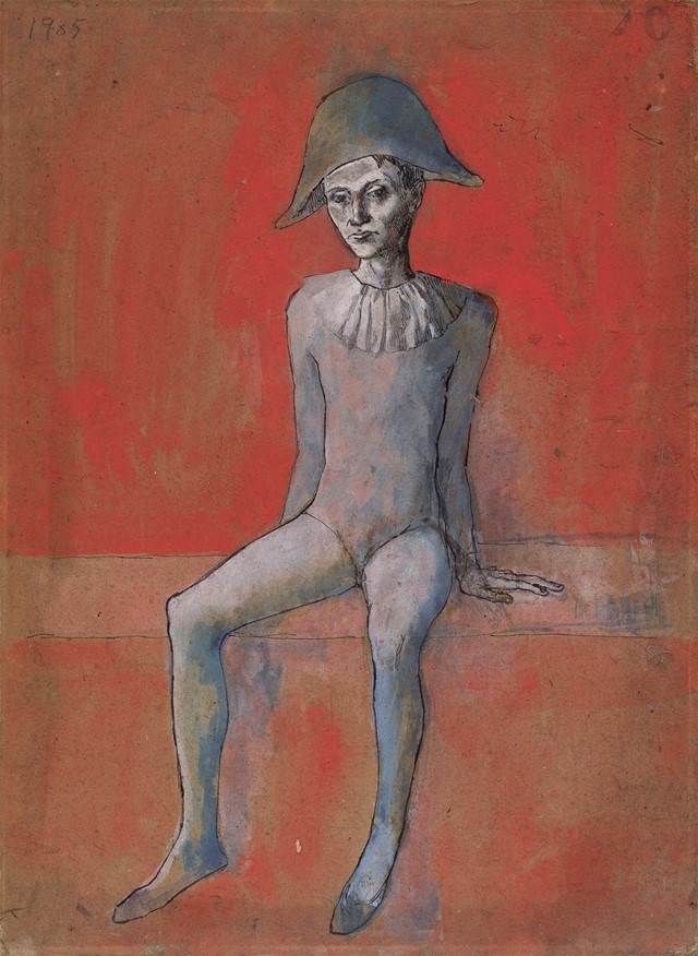 PARIS_Arlequin-assis-fond-rouge_LAC_410x300mm