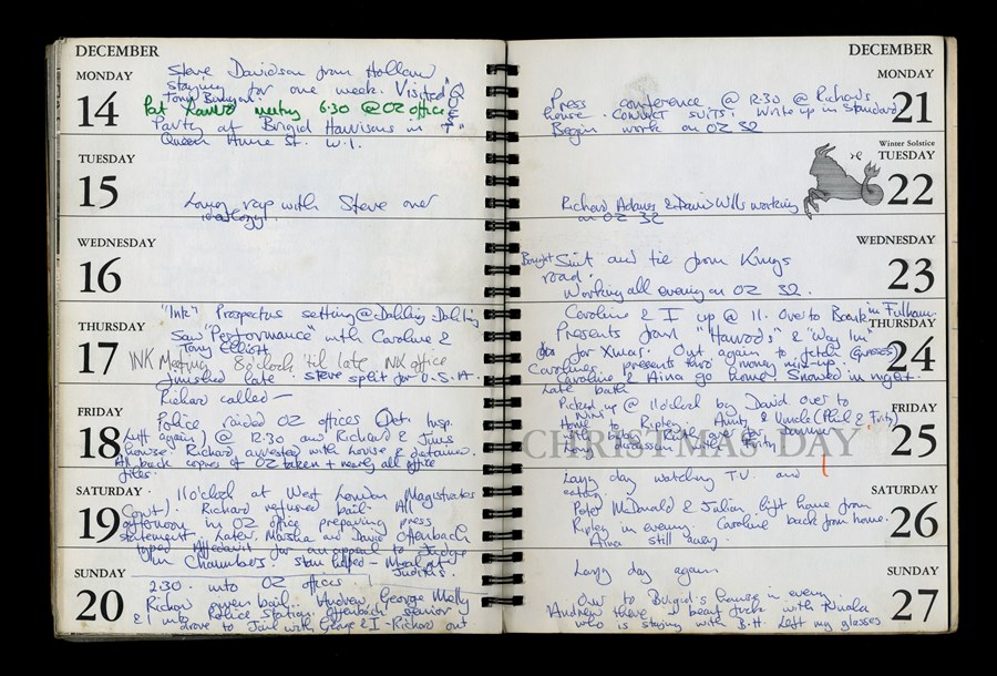 Diary of Felix Dennis during for the period of 14-